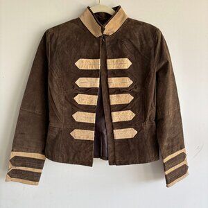 Jennyfer J Womens Leather Jacket Hook & Eye Long Sleeve Brown Size Medium